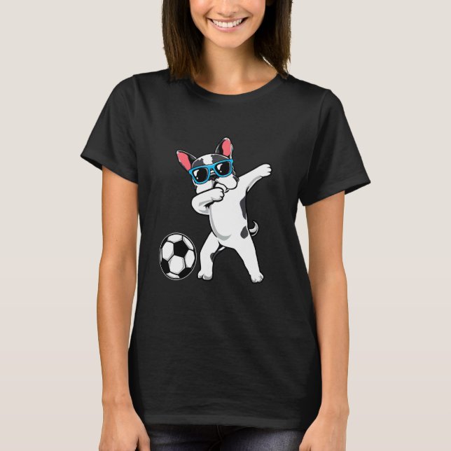 Dabbing French Bulldog Cute Frenchie Dab Soccer Bo T-Shirt (Front)