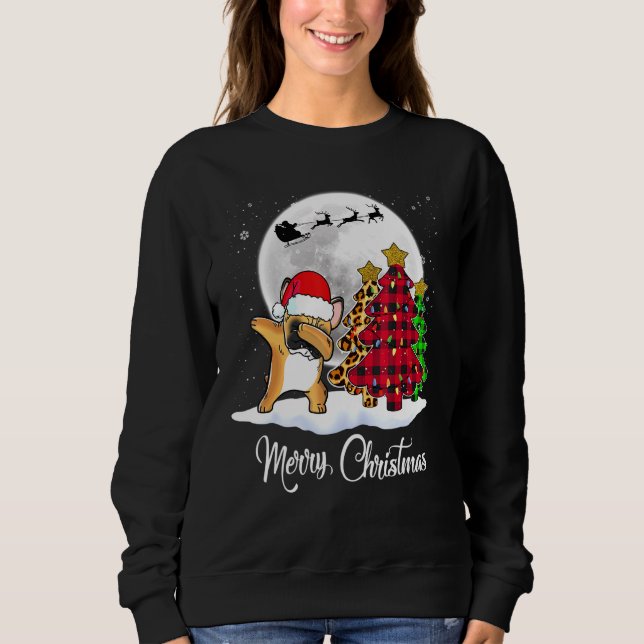 Dabbing French Bulldog Dab Dog Christmas Tree Xmas Sweatshirt (Front)