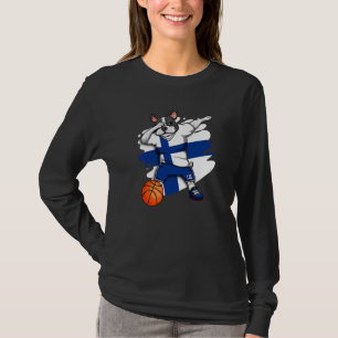 Dabbing French Bulldog Finland Basketball Fan Jers T-Shirt