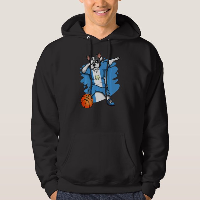 Dabbing French Bulldog Guatemala Basketball Fan Je Hoodie (Front)
