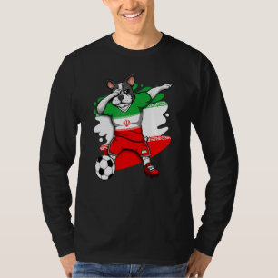 Dabbing French Bulldog Iran Soccer Fans Jersey Foo T-Shirt