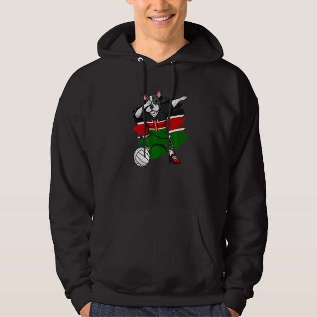Dabbing French Bulldog Kenya Volleyball Fan Jersey Hoodie (Front)