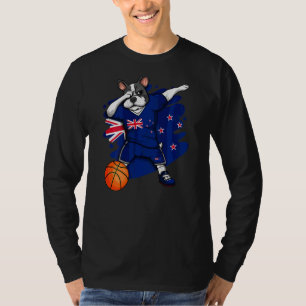 Dabbing French Bulldog New Zealand Basketball Fan T-Shirt