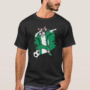 Dabbing French Bulldog Nigeria Soccer Fans Jersey T-Shirt