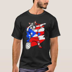 Dabbing French Bulldog Puerto Rico Volleyball Fan T-Shirt