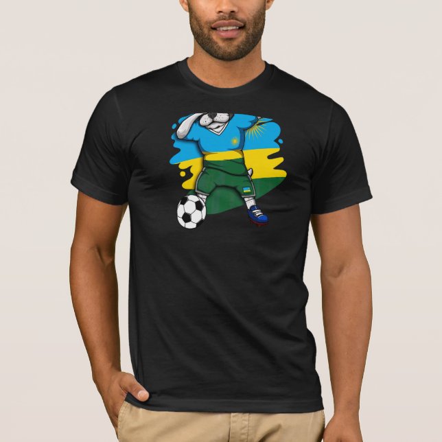 Dabbing French Bulldog Rwanda Soccer Fans Jersey F T-Shirt (Front)