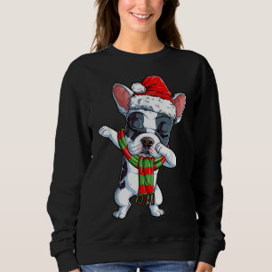 Dabbing French Bulldog Santa Christmas Kids Boys X Sweatshirt