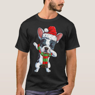 Dabbing French Bulldog Santa Christmas Kids Boys X T-Shirt