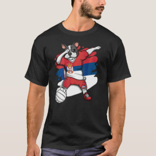 Dabbing French Bulldog Serbia Volleyball Fan Jerse T-Shirt