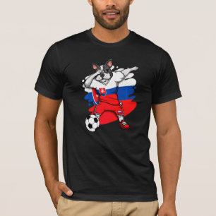 Dabbing French Bulldog Slovakia Soccer Fans Jersey T-Shirt