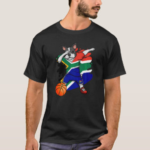 Dabbing French Bulldog South Africa Basketball Fan T-Shirt