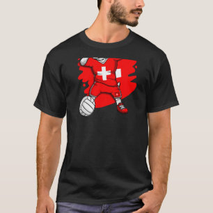 Dabbing French Bulldog Switzerland Volleyball Fan T-Shirt