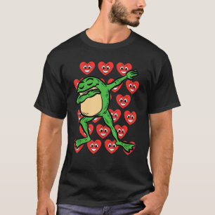 Dabbing Frog Valentines Day Heart Silly Face Love T-Shirt