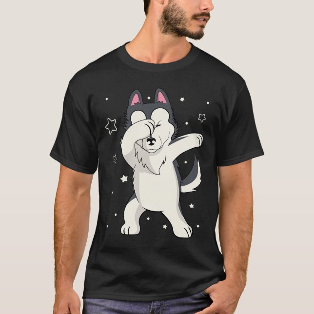 Dabbing Funny Husky Dab Dance T-Shirt (Front)