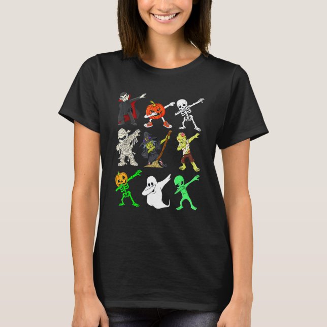 Dabbing Funny Skeleton Zombie Vampire Ghost Dance  T-Shirt (Front)