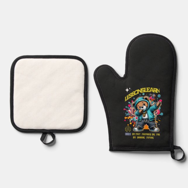 DABBING FUTURE LESSONS LEARN POT HOLDER  OVEN MITT & POT HOLDER SET (Front)