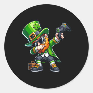 Dabbing Gamer Leprechaun Dab Dance St Pattys St Pa Classic Round Sticker