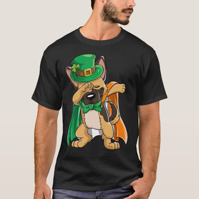 Dabbing German Shepherds Leprechaun St Patricks Da T-Shirt (Front)