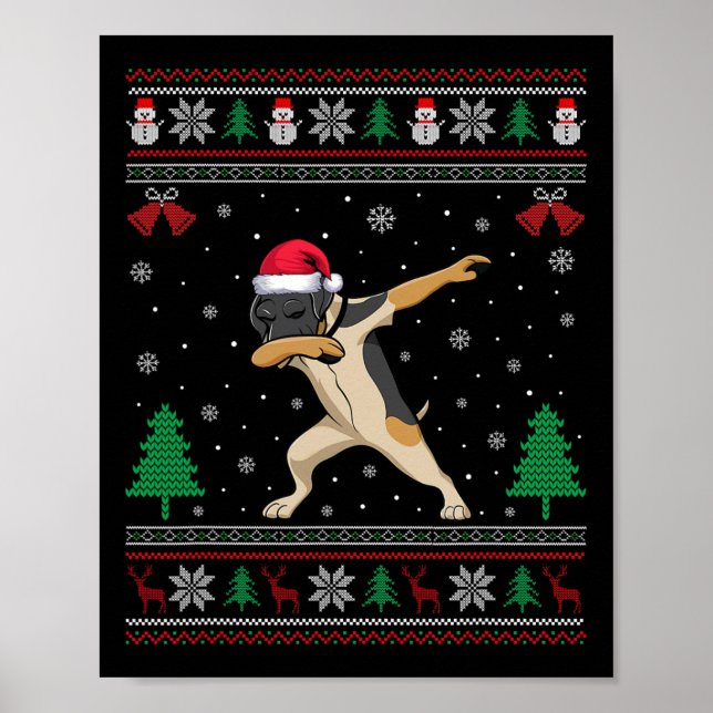Dabbing German Shorthaired Pointer Dog Santa Hat C Poster (Front)
