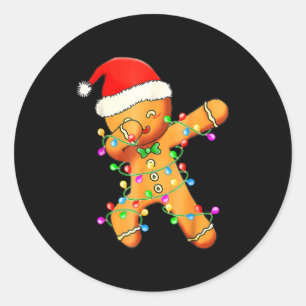 Dabbing Gingerbread Christmas  Classic Round Sticker