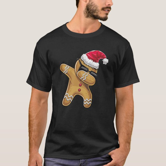 Dabbing Gingerbread Man Christmas Baking T-Shirt (Front)