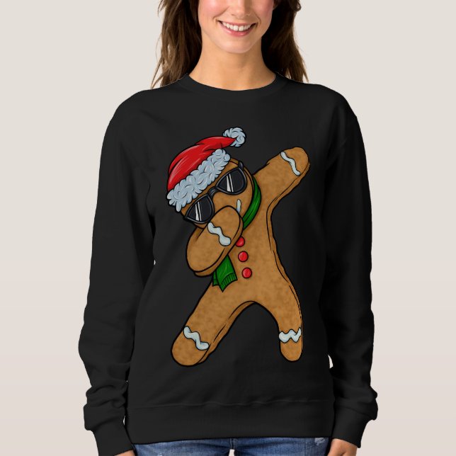 Dabbing Gingerbread Man Cookie Santa Christmas Gin Sweatshirt (Front)