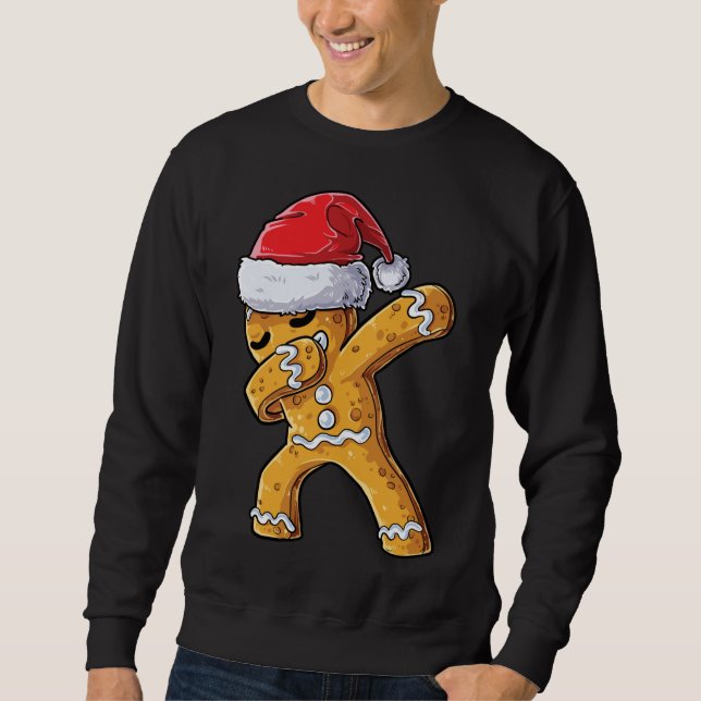 Dabbing Gingerbread Santa Christmas Sweatshirt (Front)
