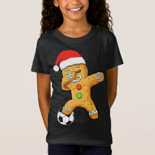 Dabbing Gingerbread Santa Soccer Christmas Pajama T-Shirt
