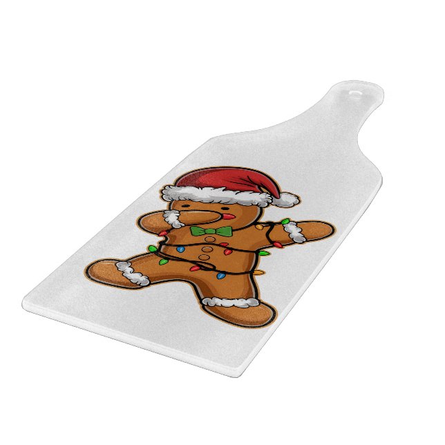 Dabbing Gingerbread Tree Light Christmas Cutting Board (Corner)