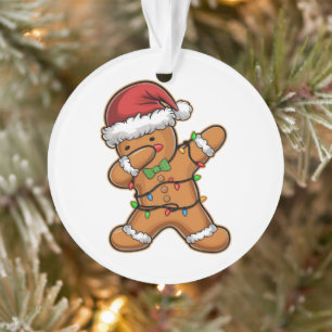 Dabbing Gingerbread Tree Light Christmas Ornament