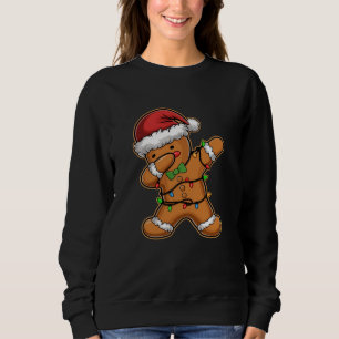 Dabbing Gingerbread Tree Light Christmas Sweatshirt