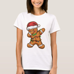 Dabbing Gingerbread Tree Light Christmas T-Shirt