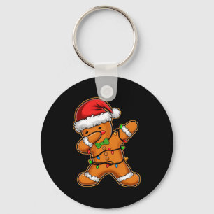 Dabbing Gingerbread Tree Light Christmas T Shirt  Key Ring