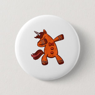 Dabbing Gingerbread Unicorn Cookie Christmas 6 Cm Round Badge
