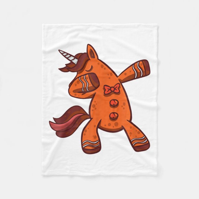 Dabbing Gingerbread Unicorn Cookie Christmas  Fleece Blanket (Front)