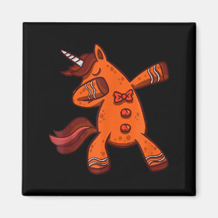 Dabbing Gingerbread Unicorn Cookie Christmas Magnet