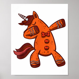 Dabbing Gingerbread Unicorn Cookie Christmas  Poster