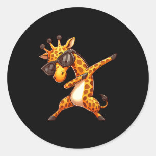 Dabbing Giraffe Classic Round Sticker