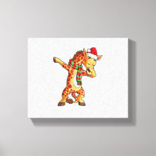 Dabbing Giraffe Santa T Shirt Christmas Kids Boys  Canvas Print