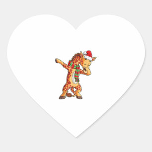 Dabbing Giraffe Santa T Shirt Christmas Kids Boys Heart Sticker