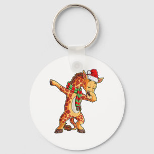 Dabbing Giraffe Santa T Shirt Christmas Kids Boys  Key Ring