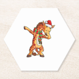 Dabbing Giraffe Santa T Shirt Christmas Kids Boys Paper Coaster