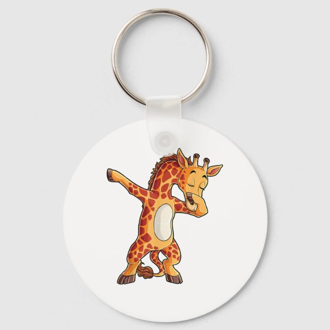 Dabbing Giraffe T shirt Giraffes Funny Dab Dance T Key Ring (Front)