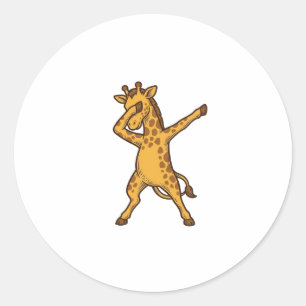 Dabbing Giraffe Vintage Engraving T-Shirt Design_1 Classic Round Sticker