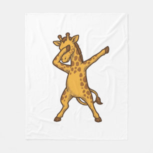 Dabbing Giraffe Vintage Engraving T-Shirt Design_1 Fleece Blanket
