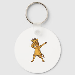 Dabbing Giraffe Vintage Engraving T-Shirt Design_1 Key Ring