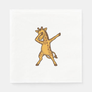 Dabbing Giraffe Vintage Engraving T-Shirt Design_1 Napkin