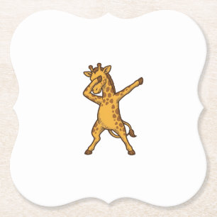 Dabbing Giraffe Vintage Engraving T-Shirt Design_1 Paper Coaster