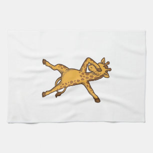 Dabbing Giraffe Vintage Engraving T-Shirt Design_1 Tea Towel