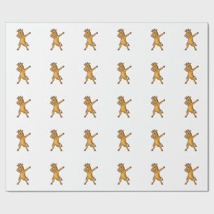 Dabbing Giraffe Vintage Engraving T-Shirt Design_1 Wrapping Paper